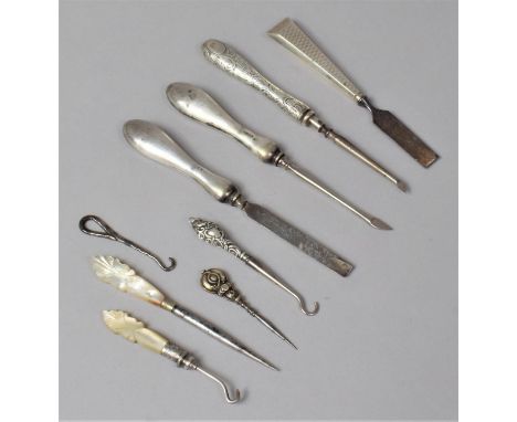 A Collection of Small Silver Handled and Other Manicure Tools 