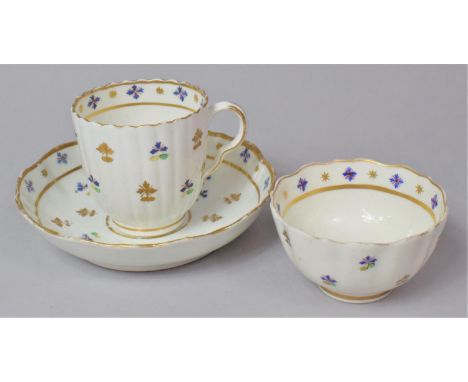 A Caughley Gilt Decorated Trio 