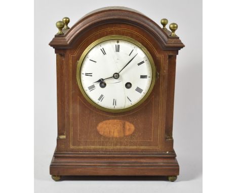 A Presentation Edwardian Inlaid Cased Bracket Clock Dated 1915 and Inscribed Presented to Inspector Thomas Heath to His Many 