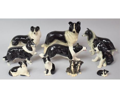 A Collection of Various Glazed Ceramic Collie Dogs to include Sylvac Example (10 in Total) 