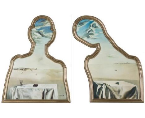 Salvador Dali (1904-1989), "Couple aux têtes pleines de nuages".Paire de granolithographies tirées sur bois en 14 couleurs. N