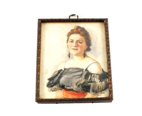 A miniature, half length portrait of a lady