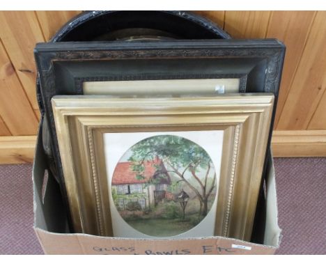 Watercolour, Old Salt, a Pollard print, bottom fishing plus other pictures and frames