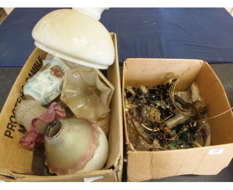 Various glass droplet light fittings and glass shades (two boxes)