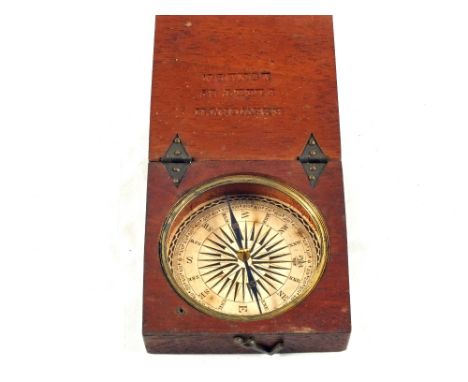 A Mahogany cased pocket compass by E.Esworth, London