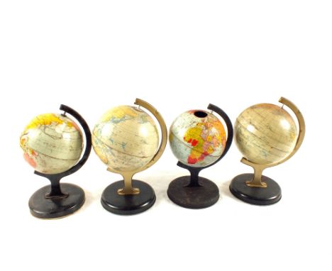 Two Chad Valley and two other tin plate terrestrial globes