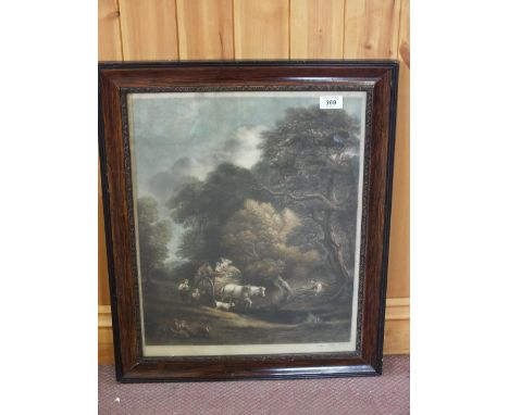 Oil on card, Named Prize Pigeons, two risque watercolours, signed Chatten and a 19th Century coloured print of a horse and ca