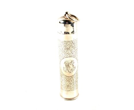 A thermometer in engraved Silver case, marked Sterling 489 (as found)