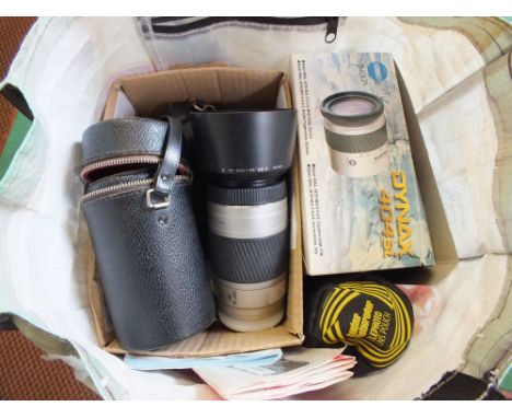 A Chinon camera and various Minolta lenses etc