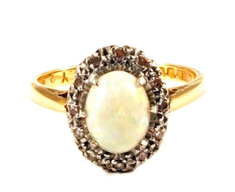 An 18ct Gold Opal set ring, size J