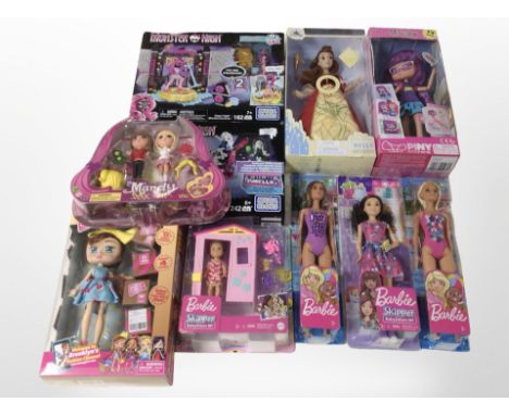 A group of Mattel Barbie dolls and similar toys, boxed. (1 box)