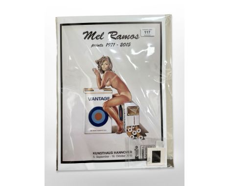 Vintage 1970's Bunny Yeager 35mm negative of nude model from the 1970's along with a Mel Ramosposter print of a nude model wi