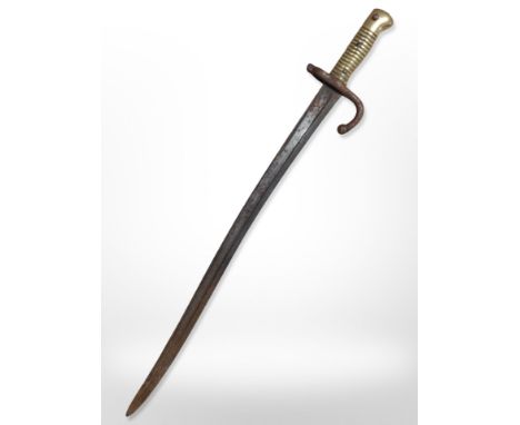 A French model 1866 Chassepot bayonet, lacking scabbard.