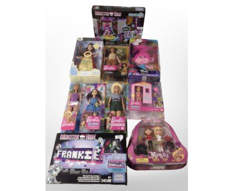 A group of Mattel Barbie dolls and similar toys, boxed. (1 box)