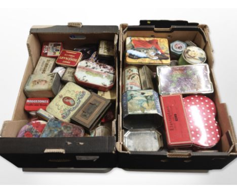 A collection of vintage tins. (2 boxes)