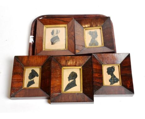 Five early 19th century portrait silhouettes, one dated April 10 1832