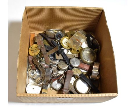 A selection of wristwatches signed Lanco, Timex, Ingersol, pocket watch movements, pocket watch keys etc 