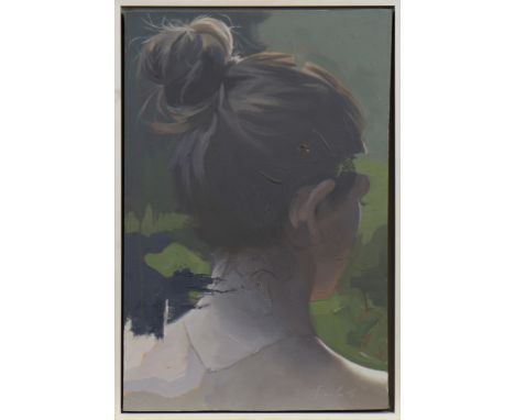 * SIAN SMITH, PENSIVE oil on canvas, signed and titled verso 60cm x 40cm Note: Sian Smith is an award winning young Scottish 