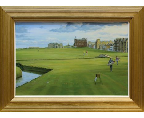 * CRAIG CAMPBELL (SCOTTISH B 1960 - ),THE 18TH, THE OLD COURSE, ST ANDREWSoil on canvas, signed50.8cm x 76.2cm (20 x 30 inche