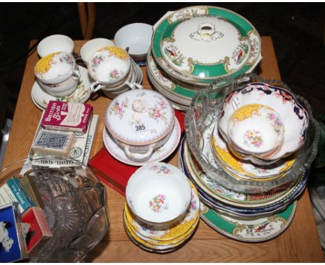 Part dinner set, tea ware, odd plates, fruit bowls, playing cards and other oddments