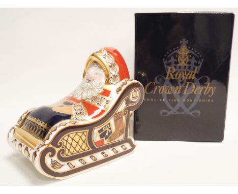 Royal Crown Derby paperweight - Santa With His Sleigh  As new with gold button and box