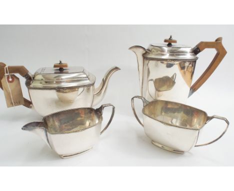 Four piece silver plated Scottish tea service retailed by Davis Duff Glasgow 