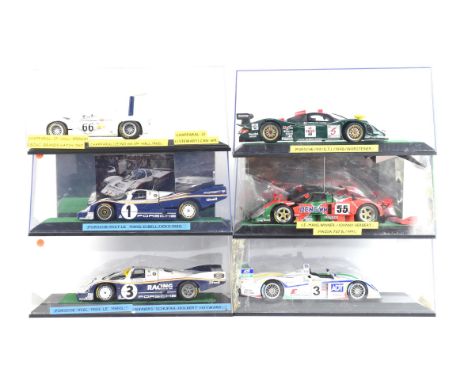Six 1:18 scale die-cast Le Mans racing cars comprising ; Maisto 1988 Porsche 911 GTI Warsteiner, Minichamps 1983 Porsche 956L