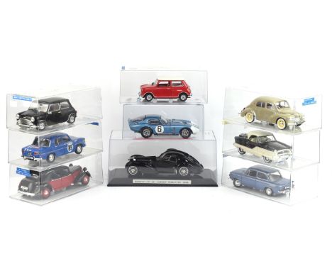 Nine 1:18 scale die-cast model cars comprising ; Revell NSU, Daimler Chrysler, Solido 1964 Mini Cooper S, Kyosho Mini Cooper 