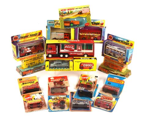 Twenty die-cast vehicles comprising ; Buddy Coca-Cola Trailer Dinky 295 Atlantean Bus, Dinky 291 Atlantean City Bus, Budgie R