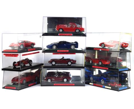 Ten 1:18 scale model Ferrari cars comprising ; 275 GTS-4 Nart Spider, 1958 Ferrari 246, Ferrari 360 Modena, a Hotwheels Ferra