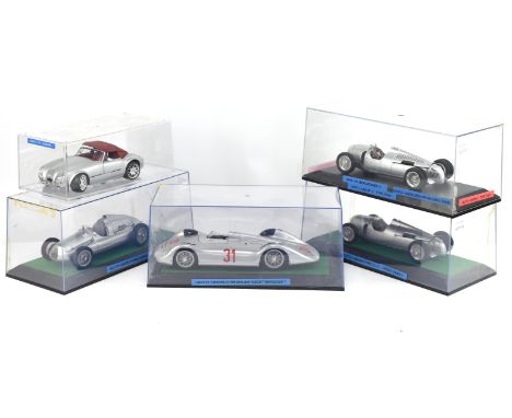Five 1:18 scale die-cast model cars comprising ; CMC 1938 Auto Union Type D, CMC 1936 Auto Union C Type, CMC 1936-37 Auto Uni