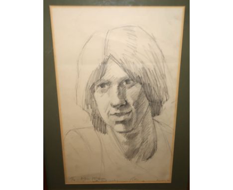 PETER HOWSON Self-portrait, signed, pencil, dated, 1974, 34 x 21cm Condition Report: Available upon request