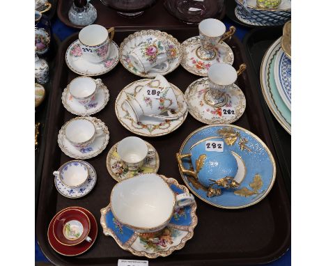 A collection of cabinet cups and saucers including Dresden, Spode and other continental examples Condition Report: Available 