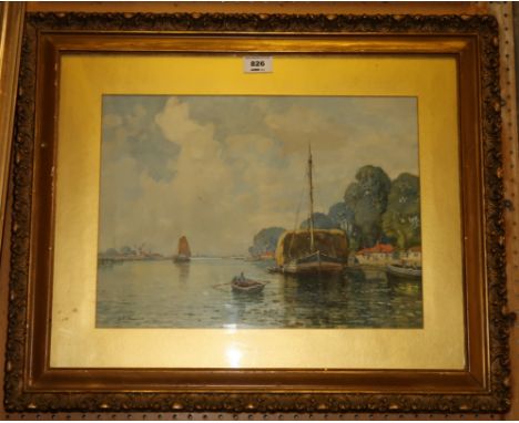 J R MILLER Dutch river landscape, signed, watercolour, 30 x 41cm Condition Report: Available upon request