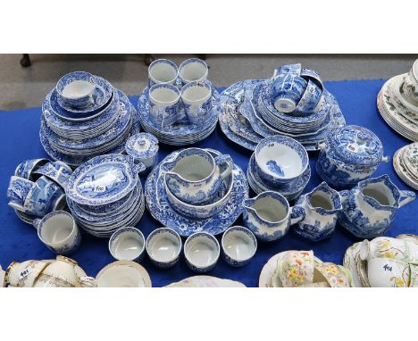 A large quantity of Spode blue and white tablewares including jugs, plates, platters, bowls, mugs etc Condition Report:Four 2