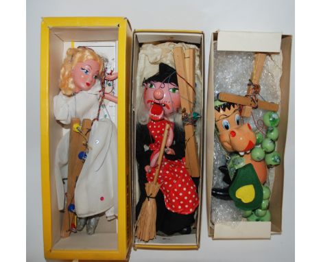 Seven various Pelham Puppets including Skeleton, Fairy, Mr Policeman, Baby Dragon, all in original boxes and a Pelham Puppet 