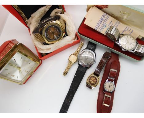 A 1970's Oris super wristwatch in original box together with a retro Sekonda Automatic watch also boxed and other watches Con