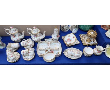 A Hammersley Dresden Sprays teaset comprising ten cups, twelve saucers, two teapots, strawberry set, milk jug, two sugar bowl