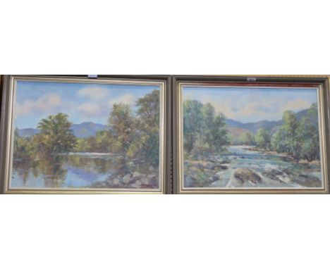 J D HENDERSON Glen Nevis and Ben Ledi, signed, oil on board and canvas, 45 x 60cm (2) Condition Report:both works appear in g