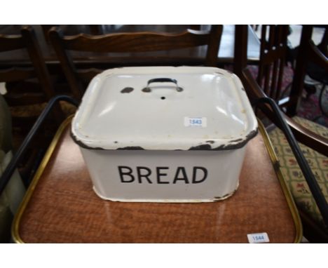 A vintage enamelled bread bin