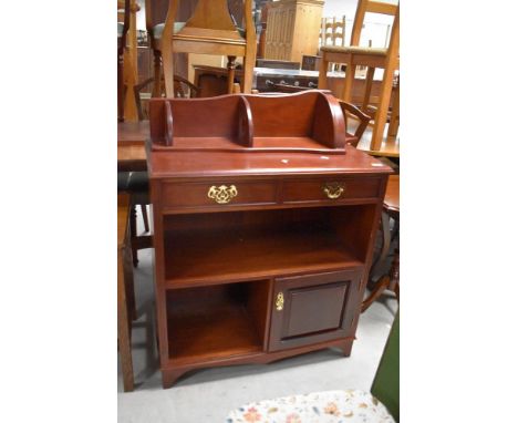A reproduction mahogany hall cabinet and a corner wall shelf