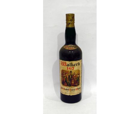 Walkers 167 old blended scotch whiskey&nbsp;Condition ReportThe level is up to around the bottom of the thin part of the bott