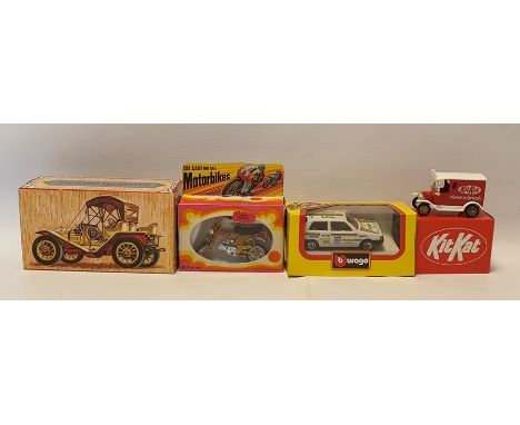 3 boxes of assorted Diecast models, some boxed, some loose to include 'Zylmex M353 Honda Bike', 'Lledo 1928 Model 'T' Ford Ca