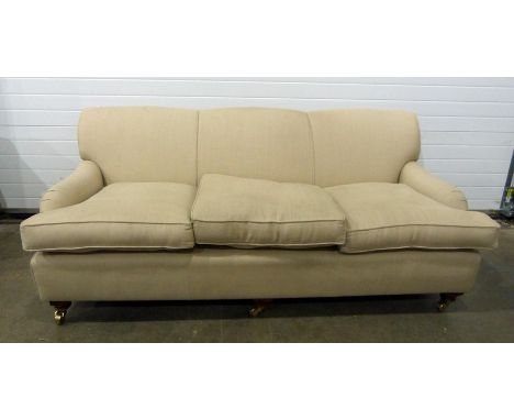 S Rouse & Co of Cheltenham beige ground three-seat sofa in the manner of Howard & SonsCondition ReportThe measurements are 19