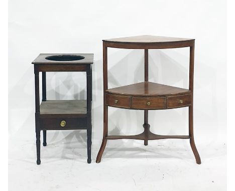 George III mahogany corner washstand, bow fronted with one real and two dummy drawers to undershelf and a further mahogany wa