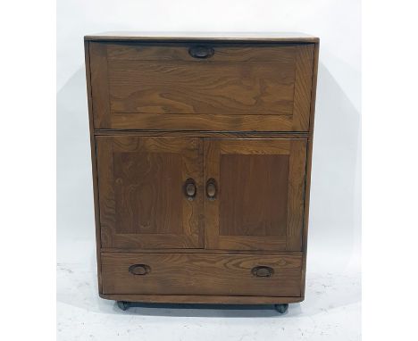 Light elm Ercol student's bureau, 82.5cm x 110cm 