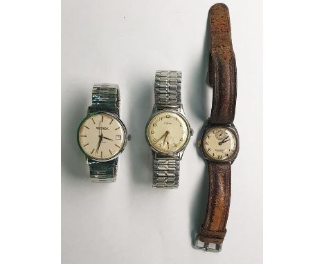 Gent's vintage Pioneer 'Sportsmans' silver-coloured metal wristwatch, gent's Sekonda stainless steel wristwatch and gent's Ce