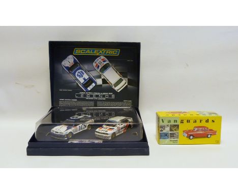Scalextric Legends Cars set Ford Sierra vs BMW E30 together with a Vanguards 'VA38000 gypsy red Vauxhall Victor' (2)