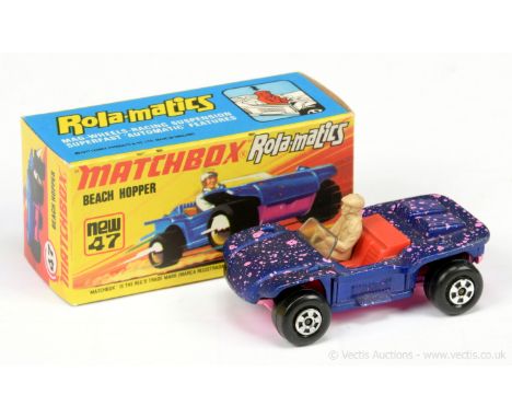 Matchbox Superfast 47b Beach Hopper factory colour trial - metallic dark blue body with pink spots, without hood label, clear