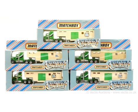 Matchbox Superfast Convoy Series 5 x CY6 Kenworth Articulated Horse Box - all are clear windows (1) green tractor unit with y